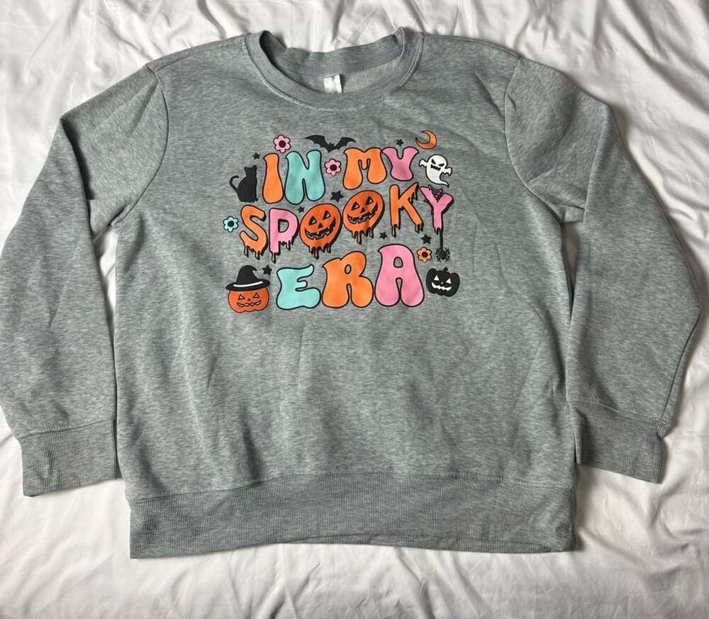 In My Spooky Era Halloween Sweatshirt Size XL Gray
